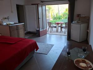 a room with a bed and a kitchen with a table at Apartman Pavle Virpazar in Virpazar +8 photos