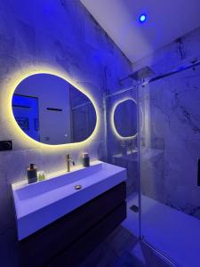 a bathroom with a white sink and a mirror at Hermitage Spa in Dijon