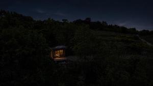 a small house in the woods at night at Posed pod hviezdami in Modra +9 photos