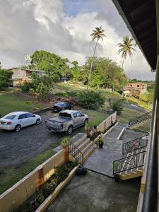 two cars parked in a parking lot with palm trees at Riseland Breeze Collection in Carnbee Village