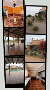 a collage of four pictures of a house at Les jardins bleus in Taroudant