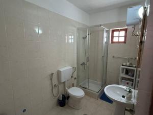 a bathroom with a shower and a toilet and a sink at Lica in Espargos