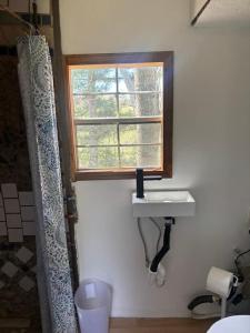 a bathroom with a sink and a window at Swift Hollow Timeless Memories in Mountain City +10 photos