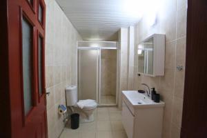 a bathroom with a shower and a toilet and a sink at Lemon Garden in Antalya +61 photos