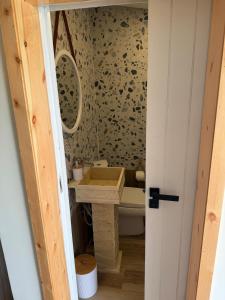 a bathroom with a sink and a toilet in a room at Olvaya in Bzîza