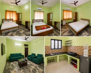 a collage of four pictures of a hotel room at Southern Residency in Ferokh