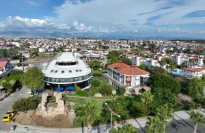 an aerial view of a city with a building at Side Square Hotel Adults Only in Side