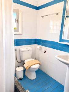 a bathroom with a toilet and a sink at Ostria Beach House in Órmos Marathokámpou