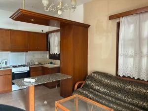 a kitchen with a couch and a table in a room at Vila Theodora in Myrties