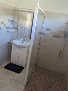a bathroom with a sink and a shower at Appartement VIDA 2 in Mahajanga