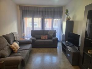 a living room with a couch and a television at APARTAMENTO CONSTITUCIÓN in Benicarló