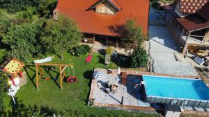 an overhead view of a backyard with a swimming pool at Sekin Vinograd in Voloder
