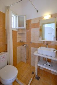 a bathroom with a toilet and a sink at Marili Apartments Studios in Parasporos