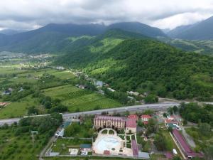 an aerial view of a resort in the mountains at Gabala Yeddi Gozel Hotel in Gabala +62 photos