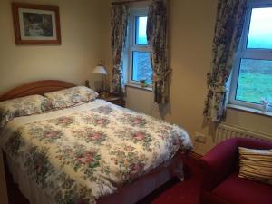 キャリクファーガスにあるLeafield Houseのベッドルーム1室(ベッド1台、窓2つ付)