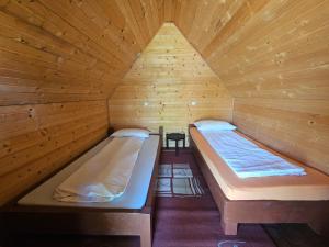 a room with two beds in a sauna at BORA- Popas Turistic casute de vacanta in Fîrdea +7 photos