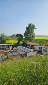 a group of buildings in the middle of a field at Maison de Lucie à Tholen in Poortvliet