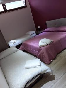 two beds sitting next to each other in a room at Casa vacanza il pescatore in Castel di Sangro