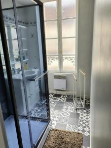 a bathroom with a sink and a mirror at Studio chez Jef in Nuits-Saint-Georges