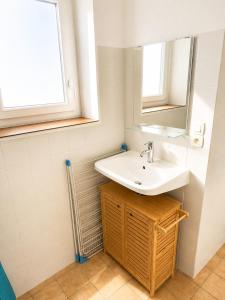 a bathroom with a sink and a mirror at L'échappée Verte in Saint-Jean-la-Bussière +3 photos