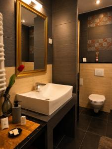 a bathroom with a sink and a toilet at Apartament Baron II ***** in Jelenia Góra +26 photos