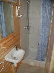 a bathroom with a sink and a toilet and a shower at Les Rochettes - Jupiter in La-Roche-en-Ardenne