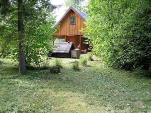 una grande casa in legno con un cortile alberato di Lonni Nature Eco-Accommodation a Hagudi