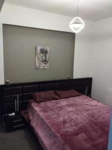 a bedroom with a bed with a pink blanket at Nova Ledeza NL II in Igoumenitsa