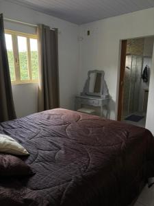 a bedroom with a large bed and a television at Sitio em São Pedro de Alcantara in São Pedro de Alcântara