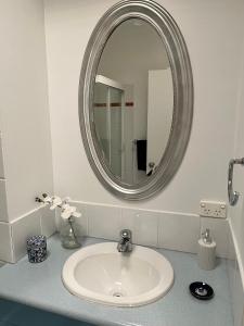 a bathroom with a sink and a mirror at Nicole Guest House - Private Room & Bathroom - 6kms from City in Brisbane