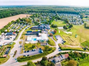 an aerial view of a park next to a river at Mobil home Salsa in Litteau