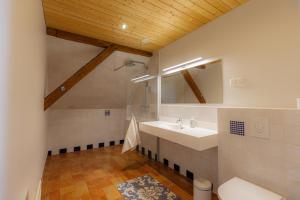 a bathroom with a sink and a mirror at Vasekoja Holiday Complex in Möldri +61 photos