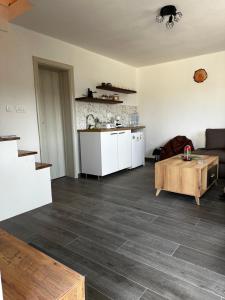 a living room with a couch and a table at Lake Apartment Krupac in Nikšić