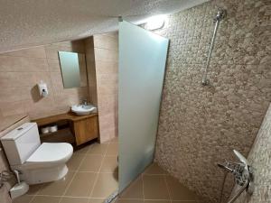 a bathroom with a toilet and a sink at Stanetestruzhes in Prizren +26 photos
