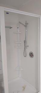 a white shower with a glass door in a bathroom at TePopo Gardens Rural Retreat in Stratford +58 photos