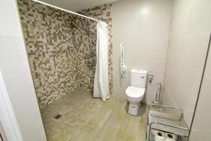 a bathroom with a shower with a toilet in it at Apartamentos Turísticos La Fonda in Dúrcal