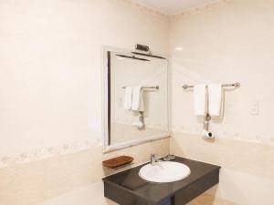 a bathroom with a sink and a mirror and towels at Tây Nam 2 Hotel in Can Tho +33 photos