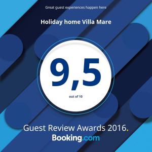 Certifikát, hodnocení, plakát nebo jiný dokument vystavený v ubytování Holiday home Villa Mare