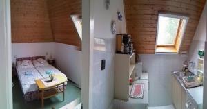 Rúm í herbergi á Fecske Home Zamárdi
