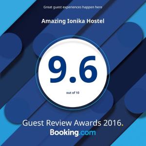 a poster for the guest review awards at Hostel Amazing Ionika CenterCity in Chişinău