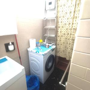 a washing machine in a bathroom with a shower at La Stanza nella corte in Bollate