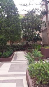 a walkway with trees and plants in a courtyard at Ilm Cagliari in Cagliari