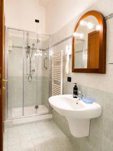 a bathroom with a sink and a shower at Hotel Mazzocca in Caramanico Terme +34 photos
