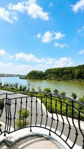 a view of a river from a balcony at The Muse Hotel 3 in Ðố Sơn
