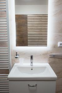 a bathroom with a white sink and a mirror at Apartmány Nový Svět in Třeboň II +20 photos