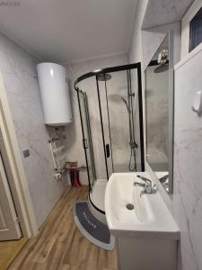 a bathroom with a toilet and a sink at Tamme apartment in Suuremõisa +6 photos