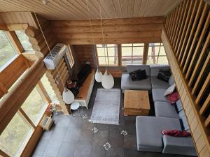 an overhead view of a living room in a house at Kolin Lotus Superior-Amero Cottages in Kolinkylä