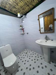 a bathroom with a toilet and a sink at Addis View Homestay in Lalibela