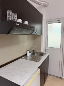 a kitchen with a sink and a counter top at Apartments Gigu in Ksamil