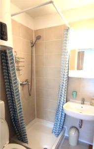a bathroom with a shower and a sink at Apartments Tessa 77 in Medulin +21 photos